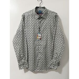 Robert Graham Hopkins Mens White Skull Print Button Up Shirt L NWT